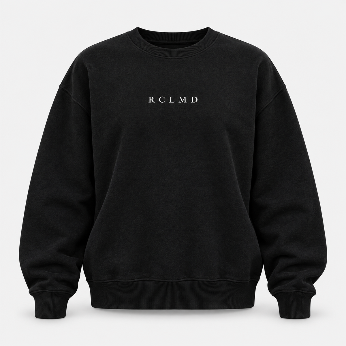 God's Got Me Crewneck in black, front view with small RCLMD chest logo