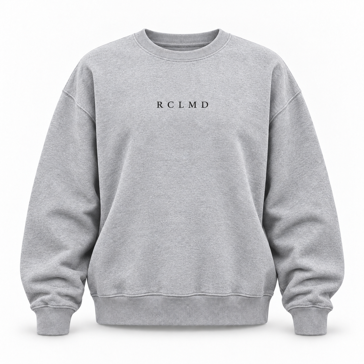 God's Got Me Crewneck in gray, front view with small RCLMD chest logo