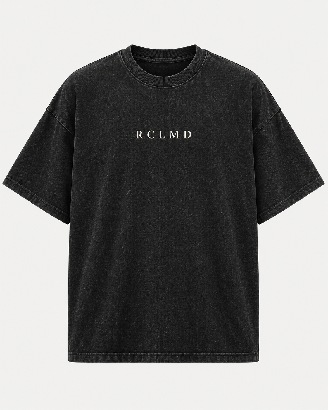 Christ Is King Tee in black, front view with small RCLMD chest logo