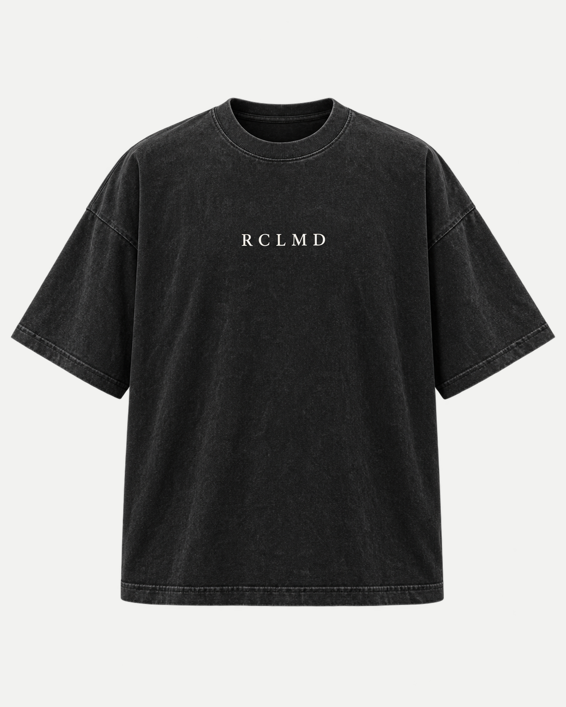 Light Tee in black, front view with small RCLMD chest logo
